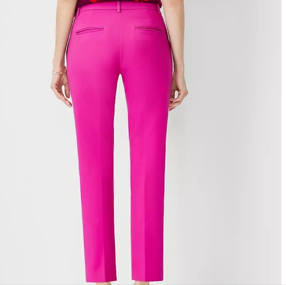 Ann Taylor Petite Pink Eva Ankle Pant Size 16 Curvy Fit Straight Leg - Picture 2 of 8